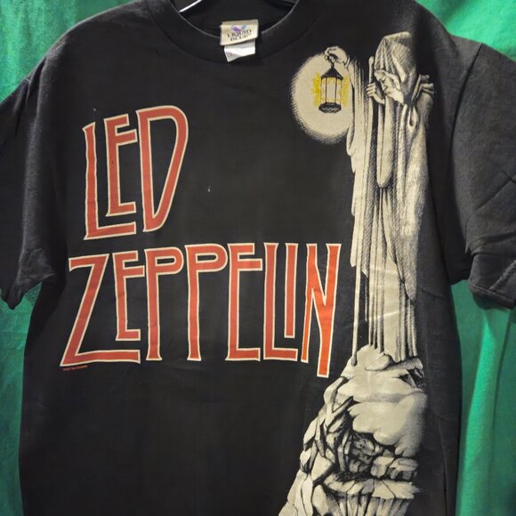 New! Never Worn. Vintage Liquid Blue Unisex Led Zepplin T-Shirt Medium Black - Picture 1 of 4